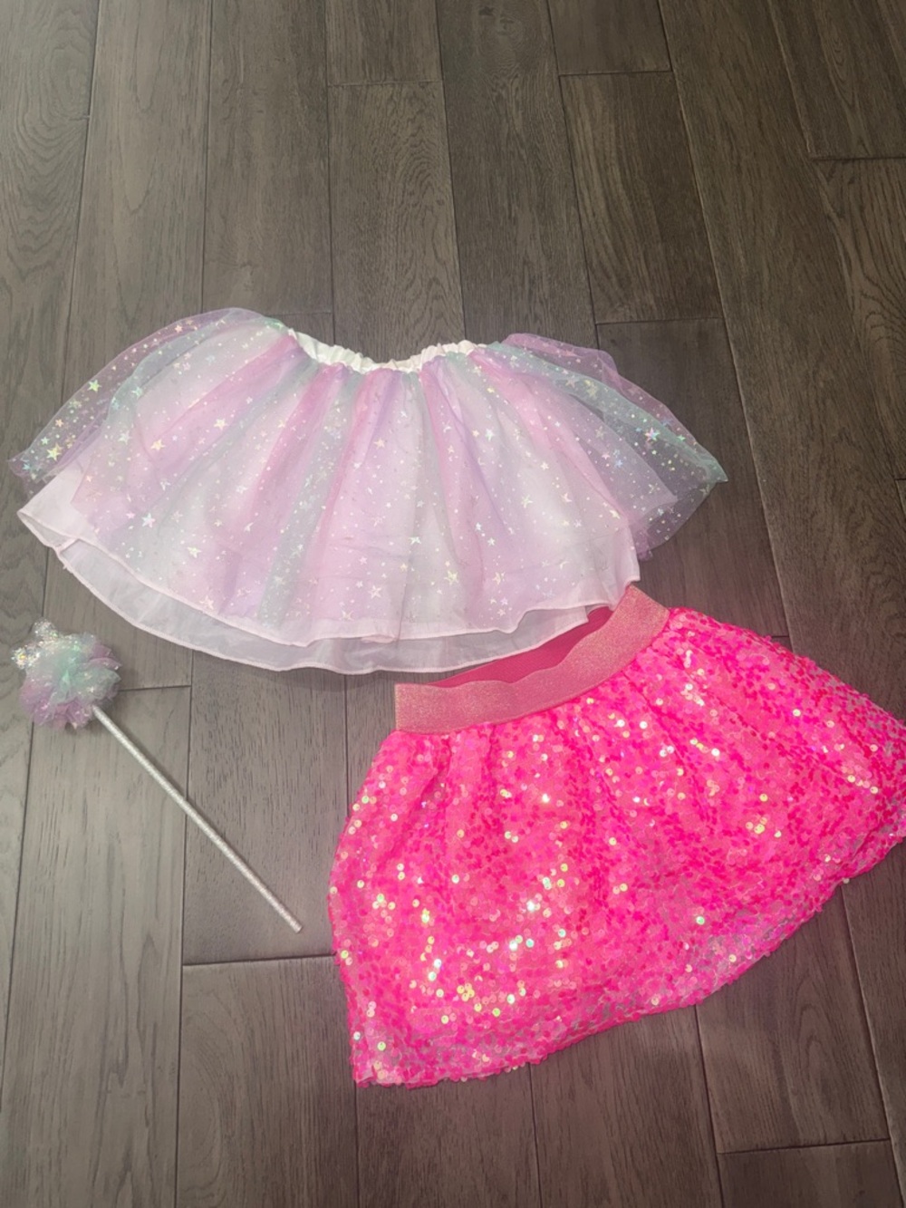 Claire’s Girls' Pink Sequin Skirt & Pastel Tulle Tutus Set with matching wand